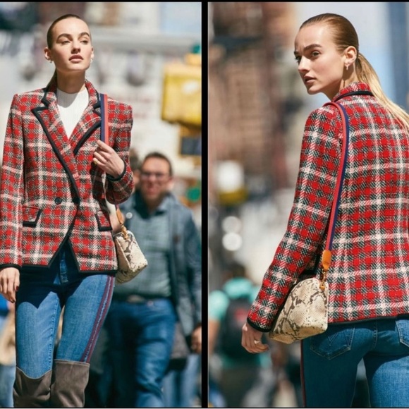 $698 Veronica Beard Harriet Cutaway Dickey Jacket stunning luxe red tweed sz 2 - Picture 3 of 16